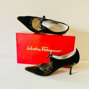 Ferragamo brown velvet MaryJane heels  8